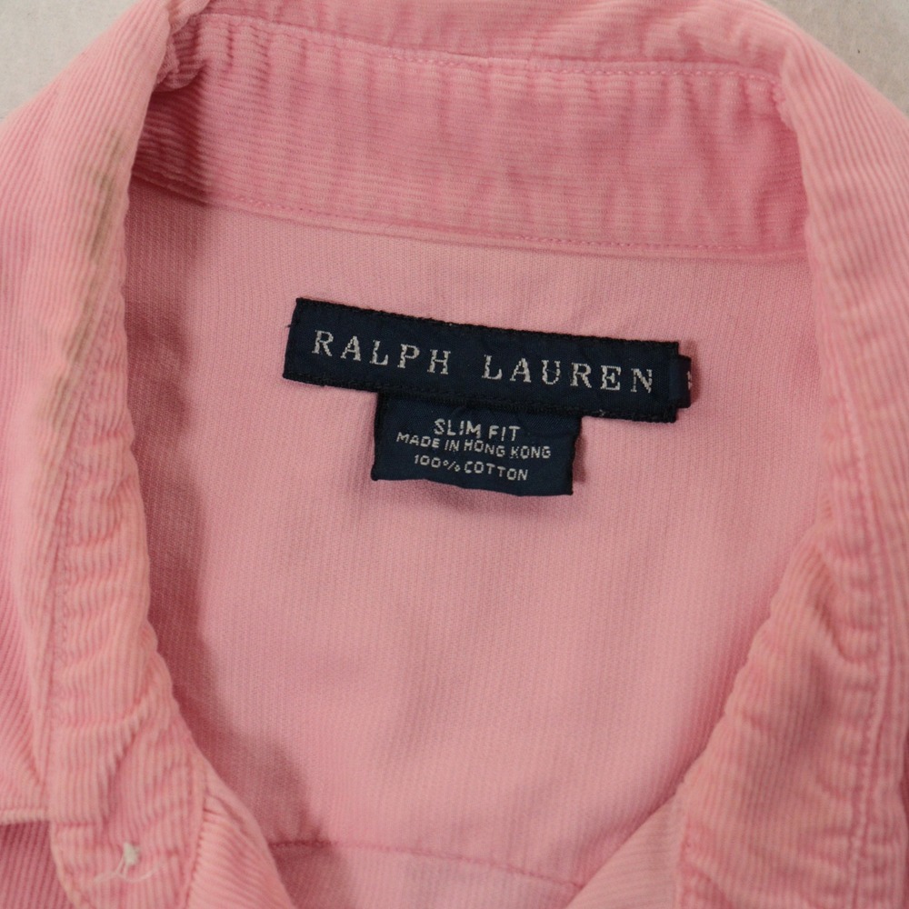 Vtg Ralph Lauren Womens Western Pearl Snap Shirt Corduroy Pink Slim Cotton Sz 10 - Picture 5 of 13